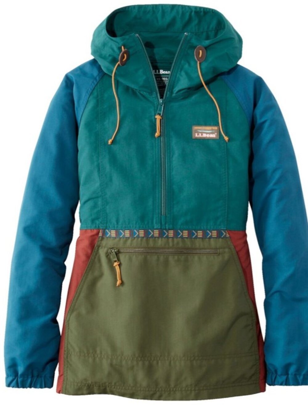 L.L. Bean Size XXS Mountain Classic Anorak, Multi-Color